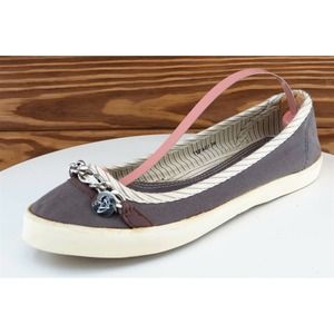 Arnold‎ Palmer Women Sz 36 M Brown Flat Fabric Shoes